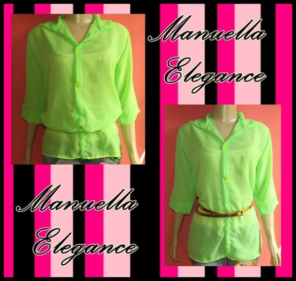 CAMISÃO DE CHIFON VERDE NEON