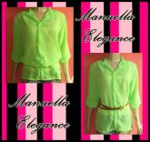 CAMISÃO DE CHIFON VERDE NEON